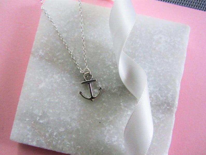 Delicate Silver Anchor Charm Necklace