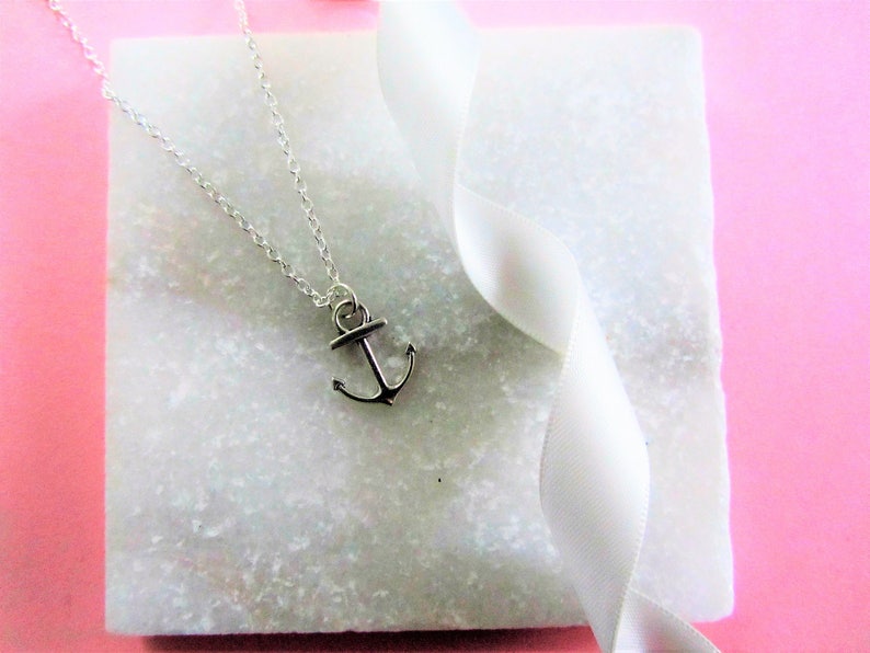 Delicate Silver Anchor Charm Necklace