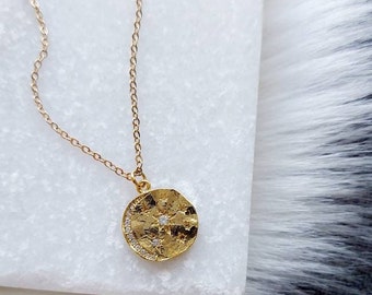 Gold Star and Moon Coin, Gold Moon Necklace, Layering Necklace, Moon Celestial Necklace, Gold Coin Necklace, Bridal Necklace, Bridesmaids