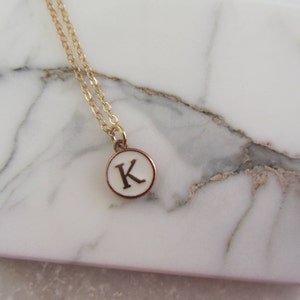 Small Gold Letter Disc Pendant Necklace, Birthday Gift for Her, Mothers Day Gift, Simple Disc Necklace, Initial Jewellery, Christmas Gift image 4