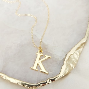 Small Gold Initial Necklace, Bridesmaids Gifts, Personalised Jewellery, Birthday Gift for Her, Gold Letter Necklace image 1