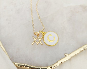 Personalised Zodiac Star Sign Necklace, Horoscope and Initial Necklace, Horoscope Jewellery, Dainty Charm, Birthday Gift for Her