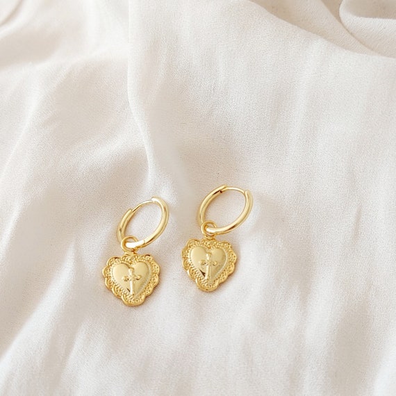 Cross-Heart Charm Earrings Cross-Heart Charm Earrings
