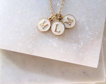 Three Letter Charm Necklace, 3 Gold Initials Necklace, Mother's Day Gift, Personalised Jewellery