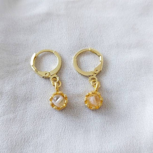 Birthstone Hoop Earrings, Gold Hoops, Birthday Jewellery, April Birthstone Earrings, Teenage Girl Birthday Gift, Daughter Gift