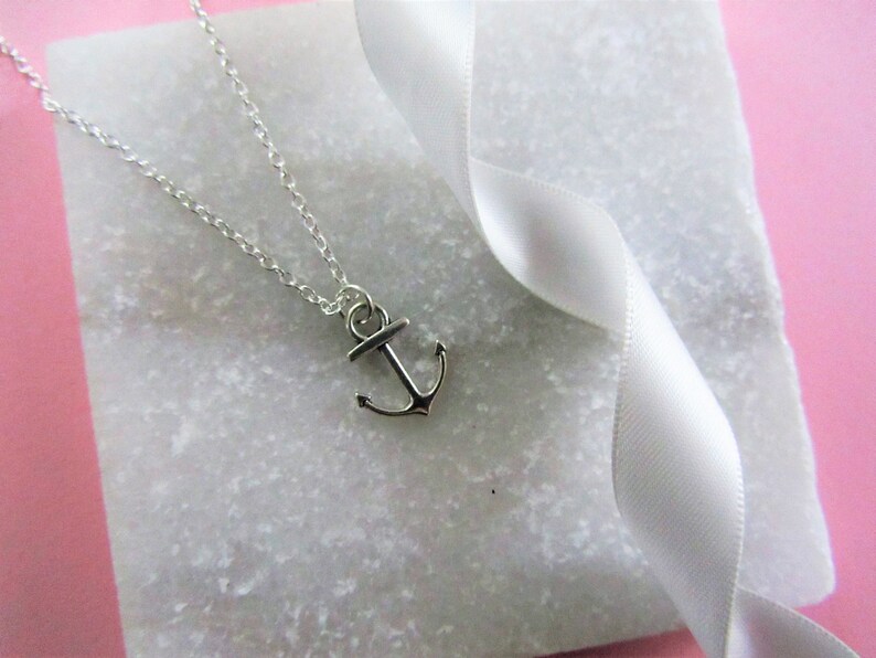 Delicate Silver Anchor Charm Necklace