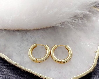 Classic Gold Hoop Earrings, Chunky Gold Hoop Earrings, Elegant Hoop Earrings, Gift for Her, Bridal Earrings, Modern Gold Hoop Earrings