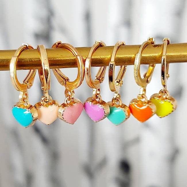 Orecchini a cerchio grandi e spessi a forma di cuore in oro, grandi cerchi aperti, orecchini a cerchio boho minimal placcati in oro 24k, regalo d'amore per San Valentino per lei
