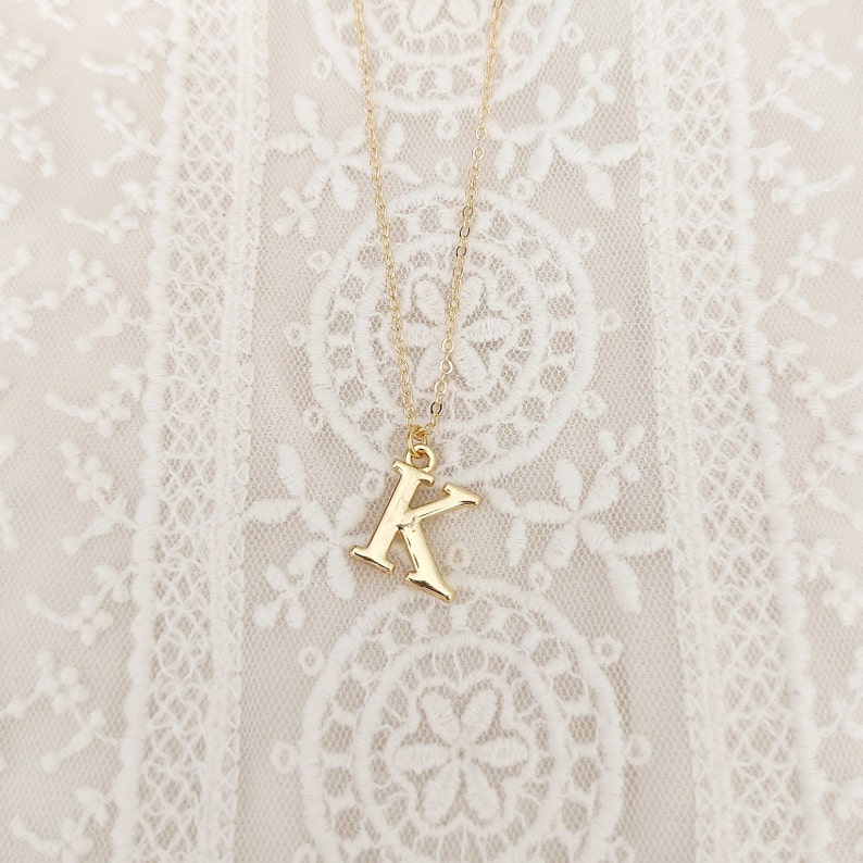 Small Gold Initial Necklace, Bridesmaids Gifts, Personalised Jewellery, Birthday Gift for Her, Gold Letter Necklace image 7