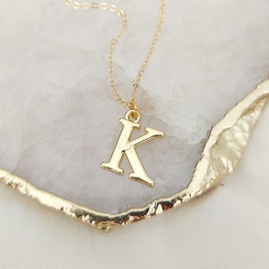 Small Gold Initial Necklace, Bridesmaids Gifts, Personalised Jewellery, Birthday Gift for Her, Gold Letter Necklace image 3