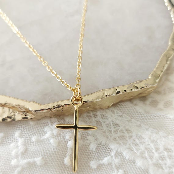 Collana Con Croce Per Donna, Collana Con Catena Placcata In Oro 14k Sterling Delicata Collana Con Ciondolo A Croce In Oro A Strati Collane Semplici E Carine Per Donna