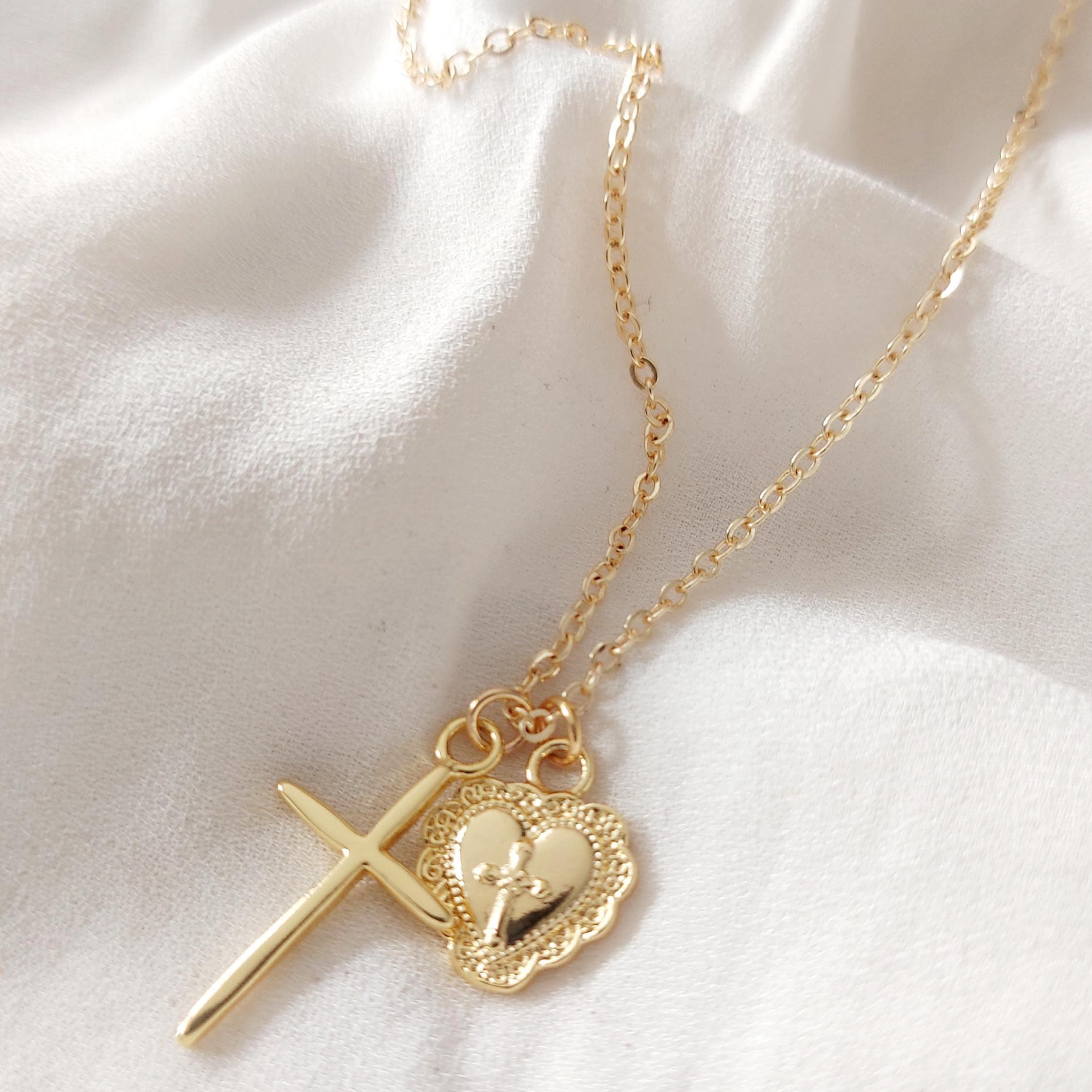 Colliers Croix hommes Pendentif Croix pour homme or blanc 18 carats plaqué Pendentif Crucifix