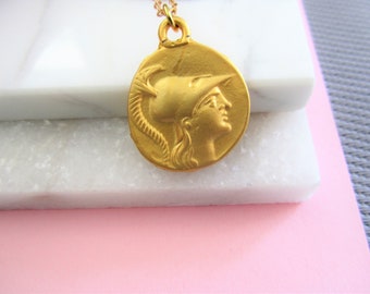 Large Gold Coin Necklace, Disc Necklace, Roman Coin Necklace, Layering Necklace, Large Coin
