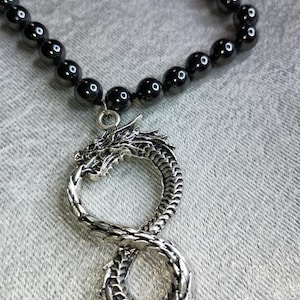 dragon pendant beaded necklace