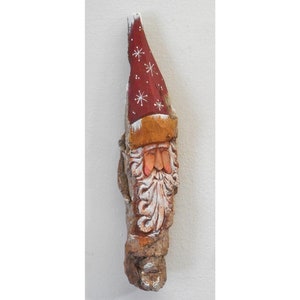Hand Carved Santa woodspirit from cottonwood