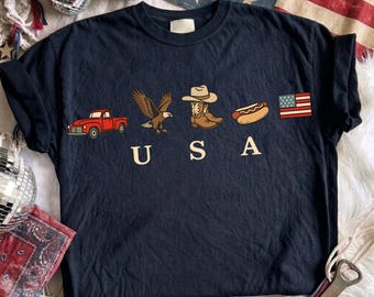 USA Patriotic Vintage Truck PNG, Western 4th of July Digital Download