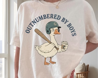 Outnumbered By Boys Boy Mom Duck PNG, Baseball Sublimation Digital Download