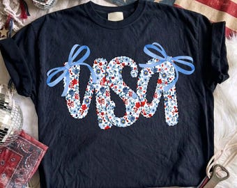 USA Floral Patriotic PNG, Coquette Bows Digital Download, Instant Download