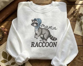 Mama Raccoon Cartoon PNG, Mom Life Sublimation Digital Download