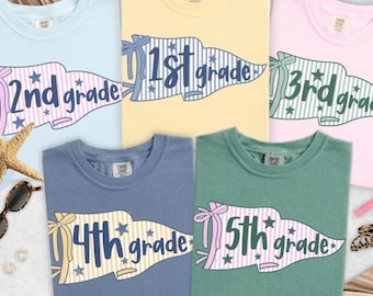 Grade Level Pennant PNG, 1st, 2nd, 3rd, 4th, 5th Grade Apparel Grade Pennant Flag PNG, Teacher School Design, Digital Download