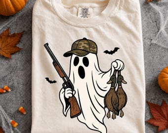 Camo Ghost Shotgun Ducks PNG, Spooky Halloween Clipart, Digital Download