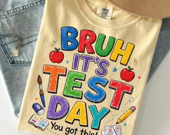 Fratello, è il giorno del test! Ce la farai! PNG per insegnanti, download immediato per la sublimazione scolastica.
