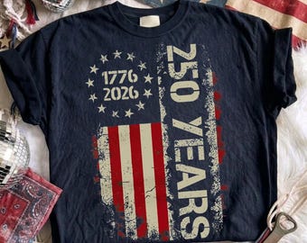250 Years American Flag PNG, Distressed USA Flag Digital Download, Patriotic Anniversary Clipart