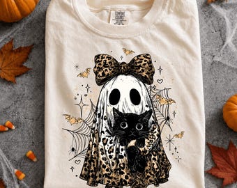 Ghost Leopard Cat Halloween PNG, Gothic Spooky Season Digital Download