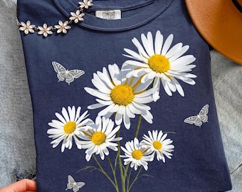 Daisy Butterfly PNG, Watercolor Floral Clipart Sublimation, Instant Download