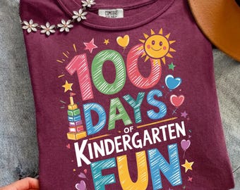 100 Days Of Kindergarten Fun Teacher PNG, School Sublimation Digital Download