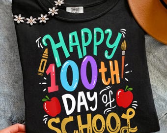 Happy 100th Day of School PNG, Teacher Celebration Digital Download