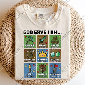 God Says I Am Bible Verses Pixel Art Christian Gamer Boys PNG, God Says I Am Kids Digital, Autism Bible Verse Sublimation, Bible Verse Faith