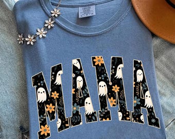 Mama Halloween Gothic PNG, Spooky Ghost Floral Digital Download