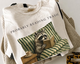Probably Reading Trash Raccoon PNG, Funny Humor Digital Download