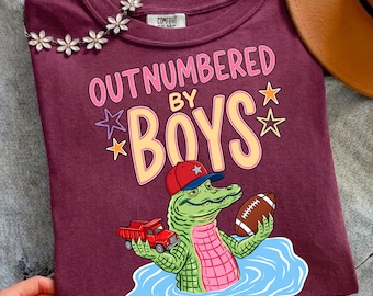 Outnumbered By Boys Alligator PNG, Mom Life Digital Download, Cartoon Mama Clipart