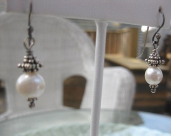 Freshwater Pearl and Sterling Silver Earrings