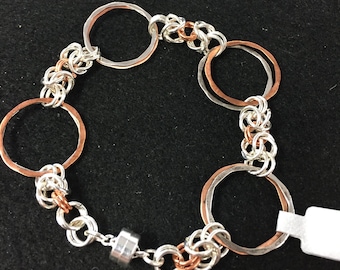 Chainmaille Link Bracelet in Sterling and Copper