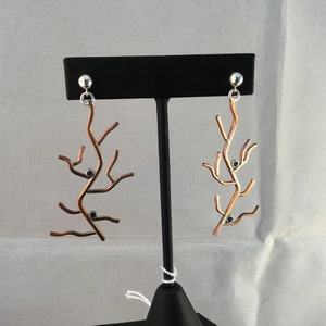 Sterling Silver and Copper Branch Dangle Earrings image 2