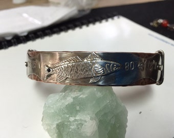 Redfish Sterling Silver and Copper Custom Coordinates Cuff