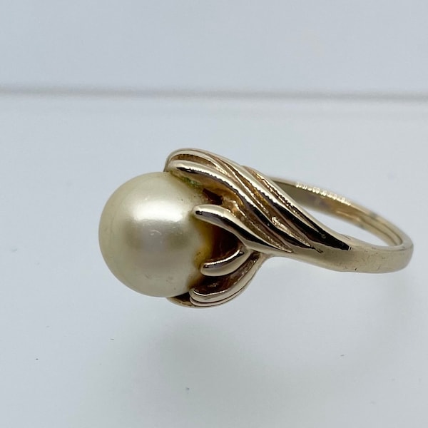 Baroque Pearl Ring Vintage 14k Gold Heavy Electroplate