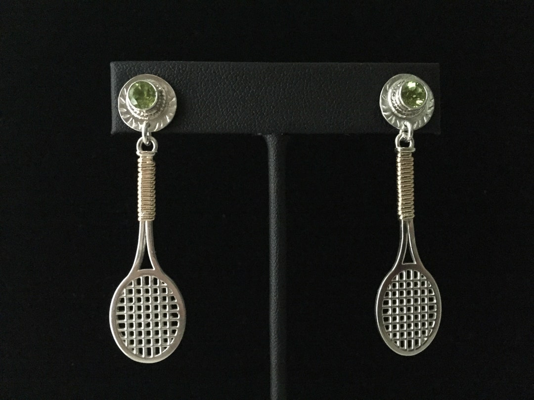 Tennis Racquet Earrings in Sterling and 14k Gold Etsy.de