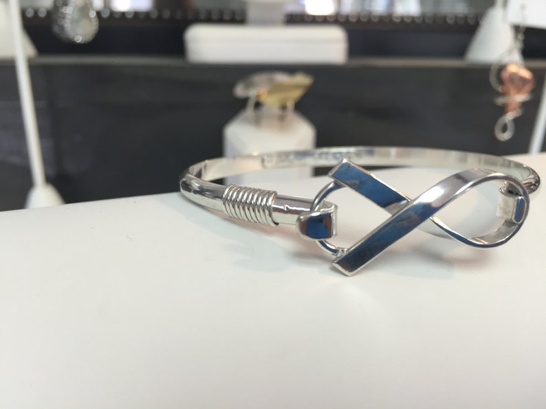 Awareness Hook Cuff Size 6 to 8 Custom Sterling Silver