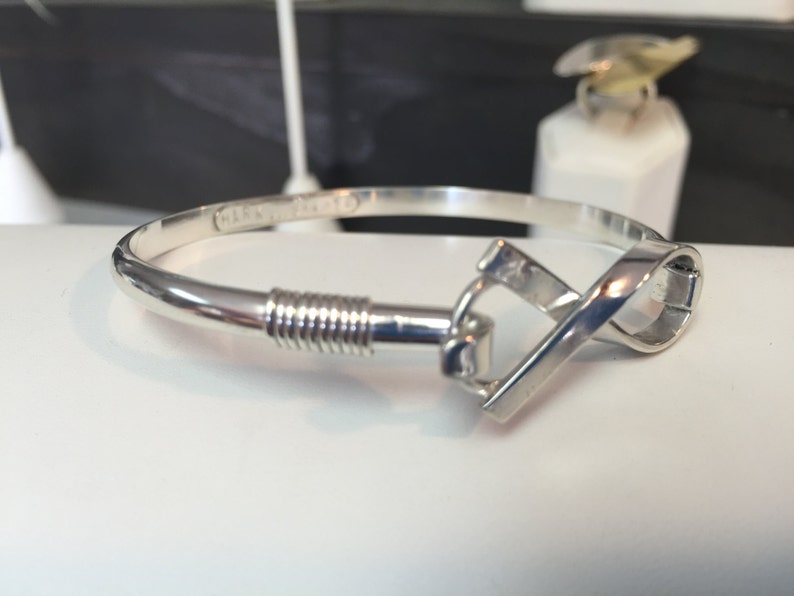 Awareness Hook Cuff Size 6 to 8 Custom Sterling Silver
