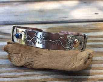 Hawaiian Lei Copper and Sterling Memory Cuff