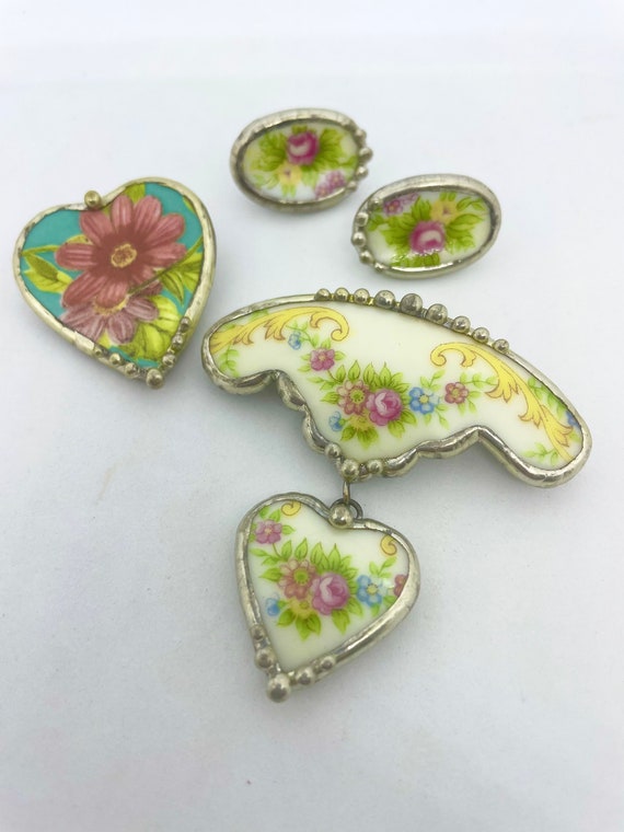 Broken China Jewelry Lot of 3 - image 1