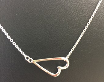 Sideways Heart Sterling Silver Necklace