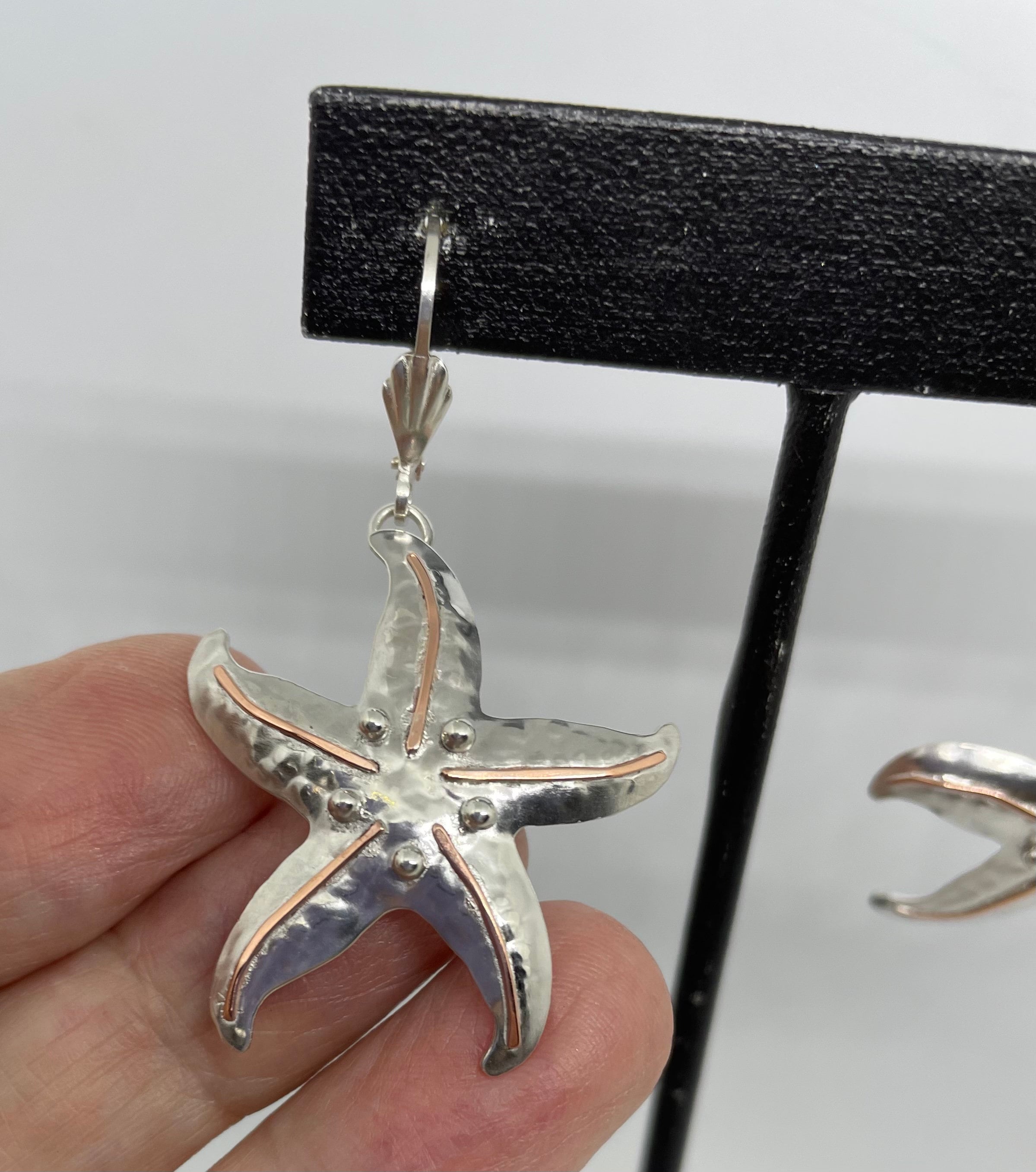 Starfish Pendant Necklace in Sterling Silver and Copper - Etsy