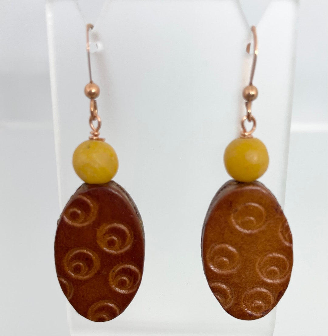 Leather Beaded Gullah Inspired Dangle Earrings - Etsy