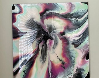 Iris Acrylic Fluid Painting on Canvas