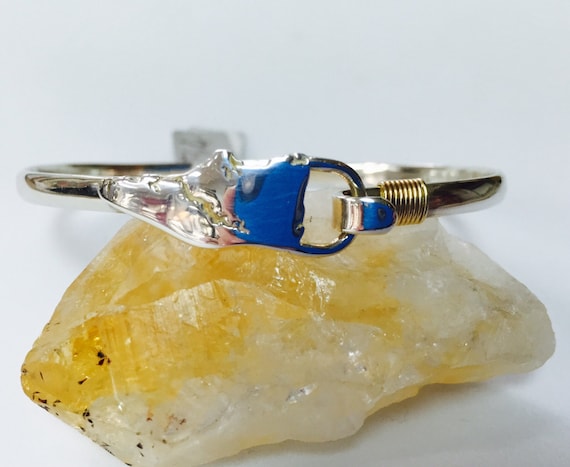 Hilton Head Island Sterling Silver and 14k Gold Hook Bracelet